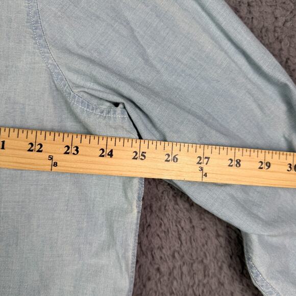 Lauren Ralph Lauren Chambray Denim Shirt Womens 2X Blue Roll Tab Sleeve Pockets - Picture 8 of 10